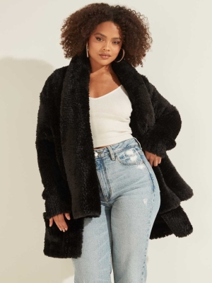 GUESS Rebecca Faux-Fur Women's Jackets Black | UK1786ZHV