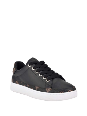 GUESS Rinzed Logo Trim Low-Top Women's Sneakers Black Multicolor | UK4291GQM