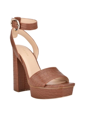 GUESS Rippa Croc Platform Women's Platform Sandals Brown | UK2813PJI