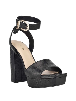 GUESS Rippa Croc Platform Women's Platform Sandals Black | UK5632YJR