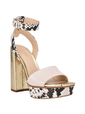 GUESS Rippa Croc Platform Women's Platform Sandals White Multicolor | UK8523EBV