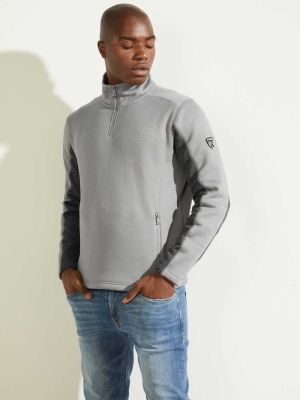 GUESS Runyon Fleece Half-Zip Men's Pullover Grey | UK7201AXU