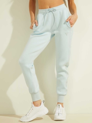 GUESS Scuba Logo Tape Women's Joggers Light Blue | UK1598TNI