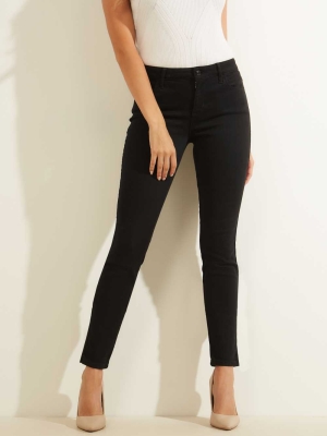 GUESS Sexy Curve Mid-Rise Skinny Women's Jeans Black | UK9702YVM