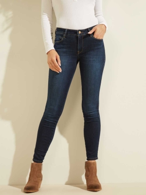 GUESS Sexy Curve Mid-Rise Women's Jeans Dark Wash | UK7920VSW