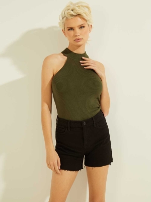 GUESS Shea Ribbed Mock-Neck Women's Sweaters Green | UK7302KVY