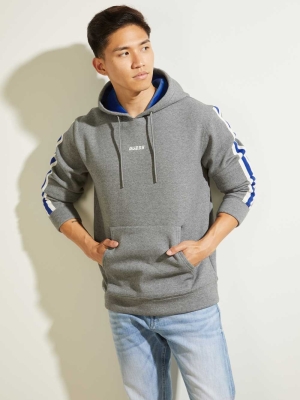 GUESS Side Stripe Men's Hoodies Light Grey | UK1230NBI