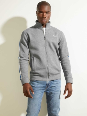 GUESS Side Stripe Zip-Up Men's Jackets Light Grey | UK1429GYP