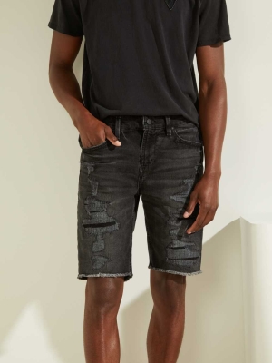 GUESS Slim Denim Men's Shorts Deep Grey Black | UK5740ENR