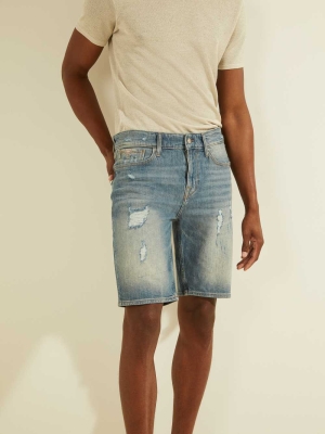 GUESS Slim Denim Men's Shorts Light Wash | UK1763WMN