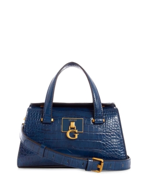 GUESS Stephi Croc Mini Women's Satchels Blue | UK4102YVJ