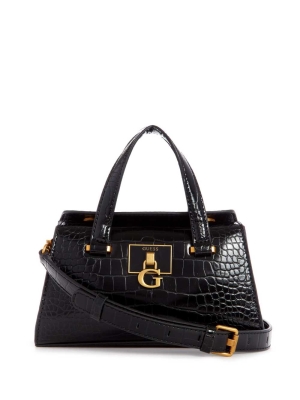 GUESS Stephi Croc Mini Women's Satchels Black | UK7589EPA