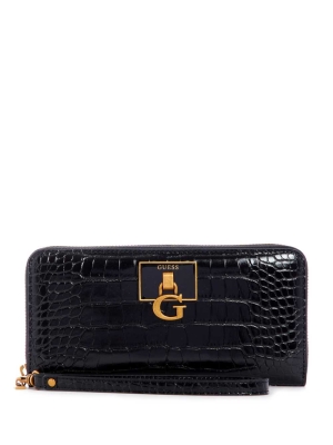 GUESS Stephi Large Zip Around Women's Crossbodies Black | UK7692QWU