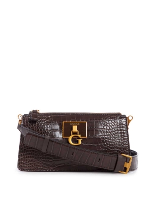 GUESS Stephi Mini Women's Crossbodies Black Brown | UK8752KSU