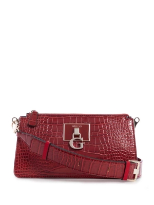 GUESS Stephi Mini Zip Women's Crossbodies Red | UK7658BSI