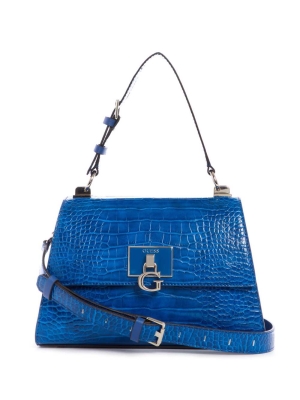 GUESS Stephi Top-Handle Flap Women's Crossbodies Blue | UK4792TPF