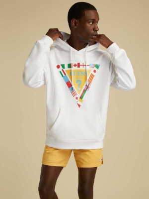 GUESS Summer Games Logo Men's Hoodies White | UK9402QAY