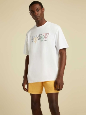 GUESS Summer Games Logo Men's T-Shirts White | UK0324QUK