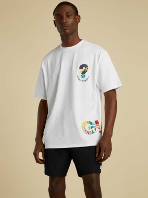 GUESS Summer Games Logo Men's T-Shirts White | UK5983TKF