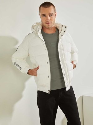 GUESS Summit Nylon Ski Puffer Men's Jackets White | UK4631XVG