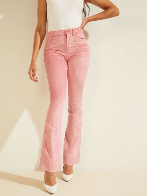 GUESS Super-High Rise Corduroy Women's Pants Pink | UK5274TCR