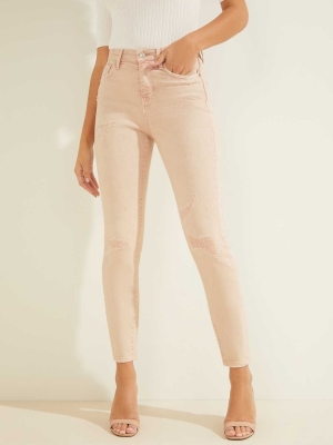 GUESS Super-High Rise Ultimate Skinny Women's Jeans Pink | UK9174LCW