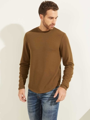 GUESS Textured Jersey Crewneck Men's Sweatshirt Green | UK4078NVS