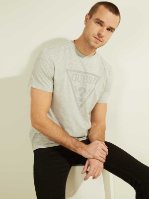 GUESS Tonal Logo Men's T-Shirts Light Grey | UK1602YCL