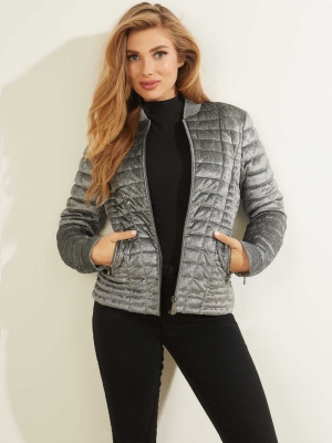 GUESS Vera Velvet Quilted Women's Jackets Grey | UK0417DWO