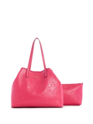 GUESS Vikky Logo Large Women's Totes Pink | UK6103BQW