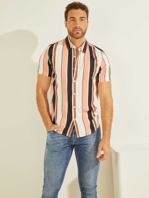 GUESS Vision Striped Men's Shirts Multicolor | UK4983PFU