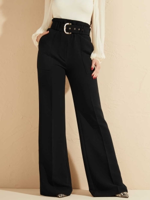 GUESS Wixson Wide Leg Women's Pants Black | UK1089WLQ