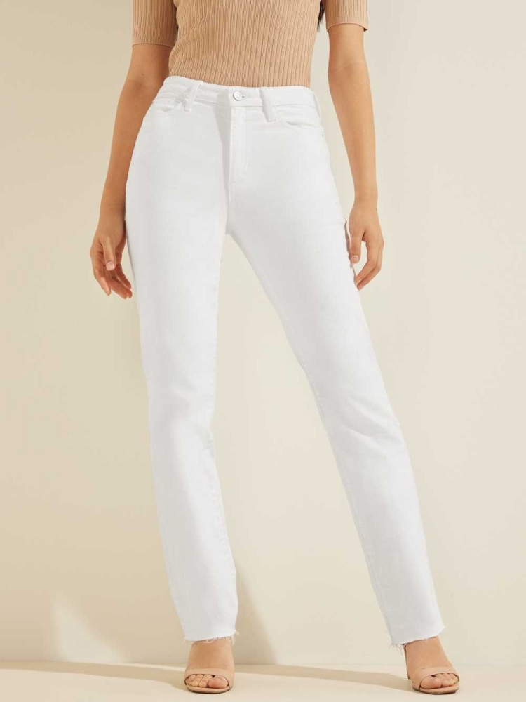 GUESS 1981 Straight Women\'s Jeans White Multicolor | UK5704YBC