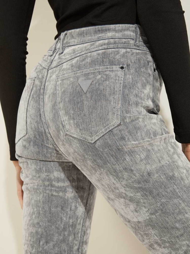 GUESS 1981 Velvet Flocked Skinny Women's Jeans Grey | UK4082YEU