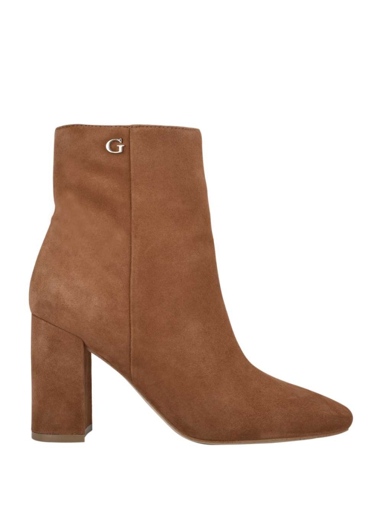 GUESS Adelia Faux-Suede Ankle Women's Booties Brown | UK4620KZN