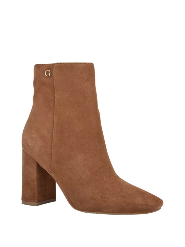 GUESS Adelia Faux-Suede Ankle Women\'s Booties Brown | UK4620KZN