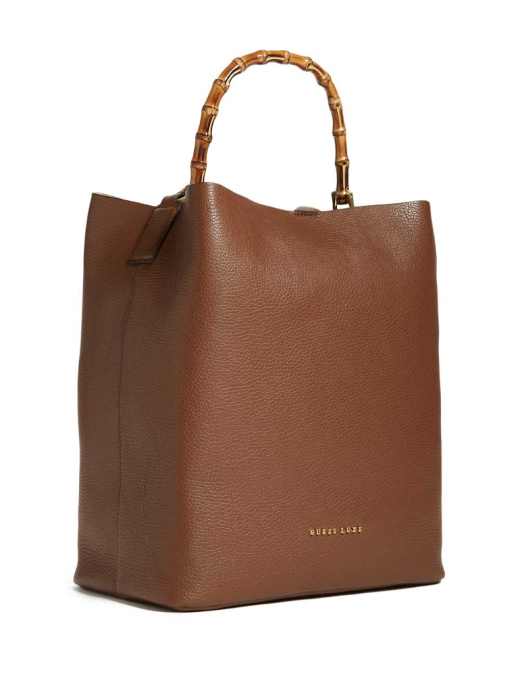 GUESS Aida Leather Hobo Women's Totes Brown | UK3174YEA