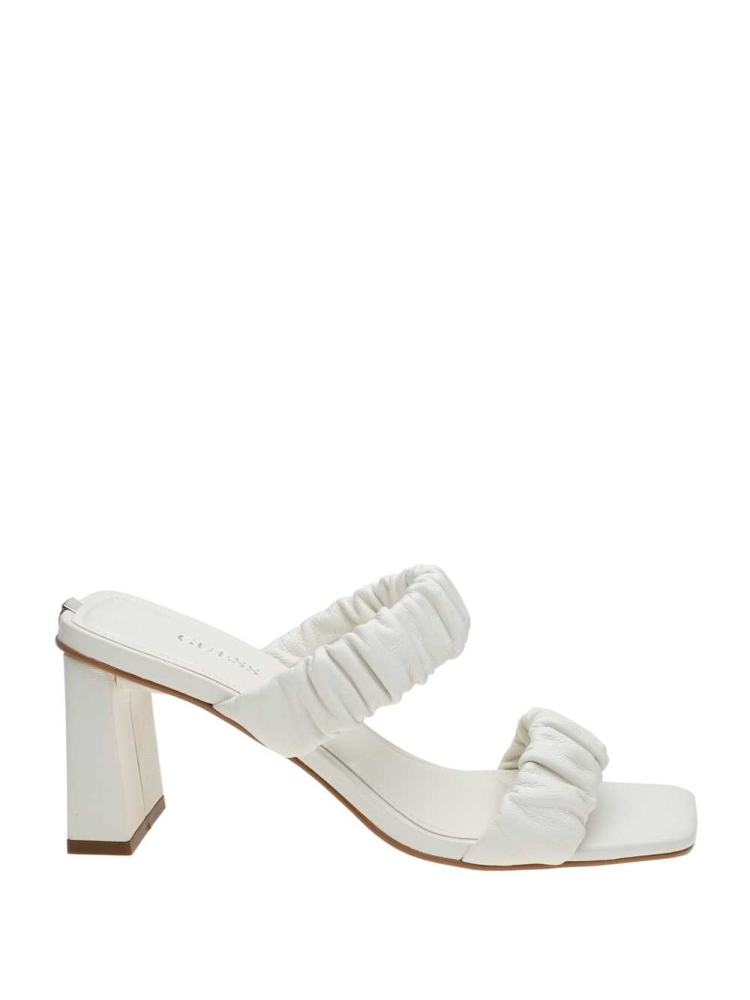 GUESS Aindrea Heeled Mules Women's Heels Shoes White | UK2310HTS