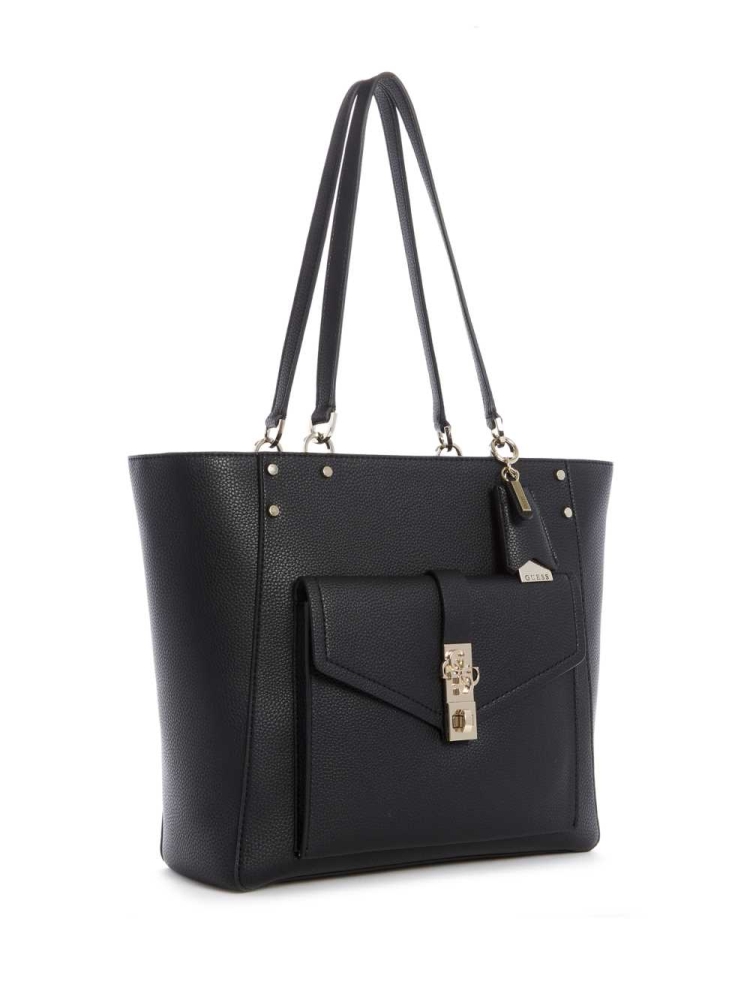 GUESS Albury Faux-Leather Women's Totes Black | UK4872EQT