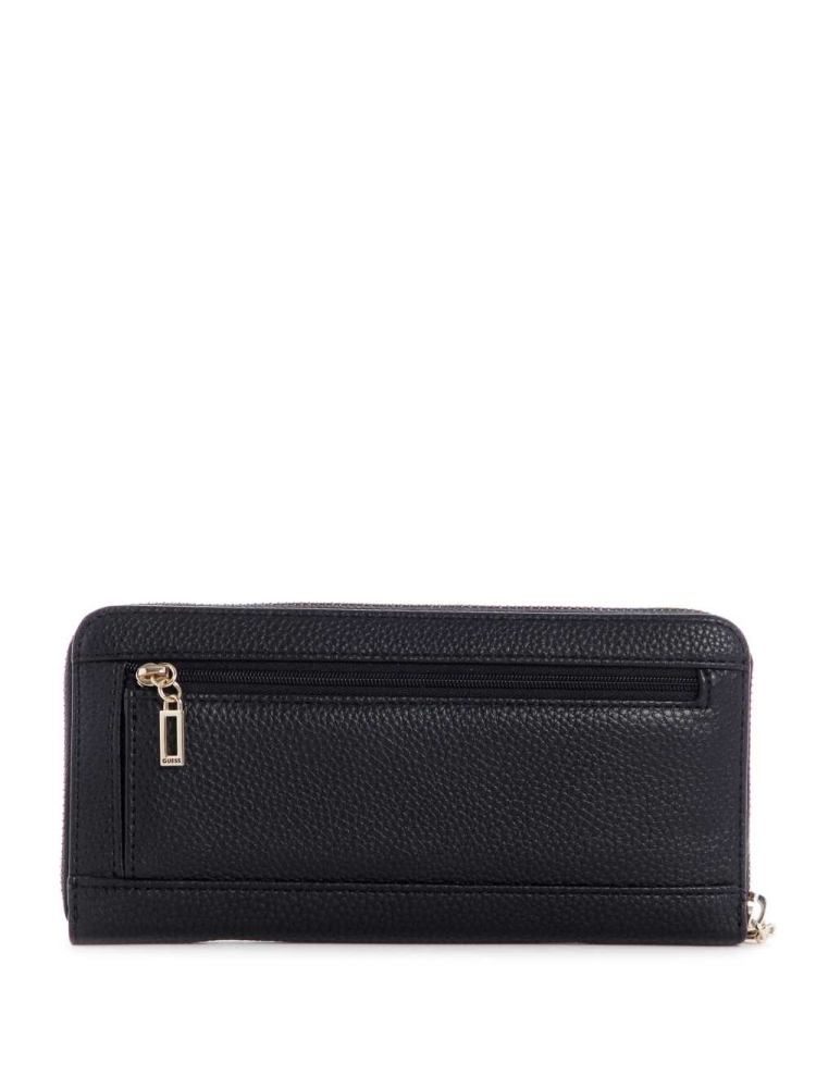 GUESS Albury Large Zip-Around Women's Wallets Black | UK2317ZXY