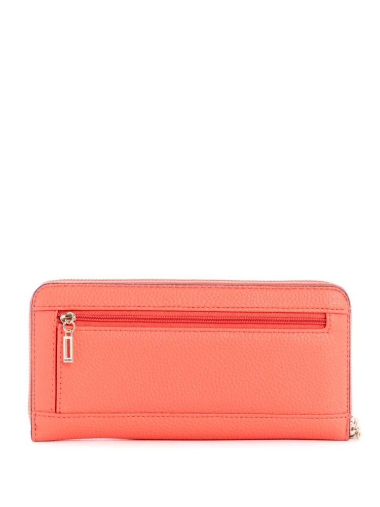 GUESS Albury Large Zip-Around Women's Wallets Coral | UK7093LEF