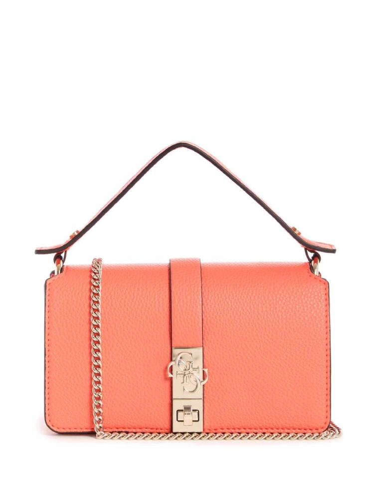 GUESS Albury Mini Women\'s Crossbodies Coral | UK9413RMP