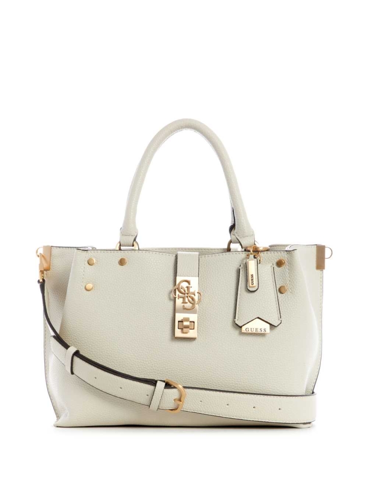 GUESS Albury Small Girlfriend Women\'s Satchels Grey | UK0628EQL