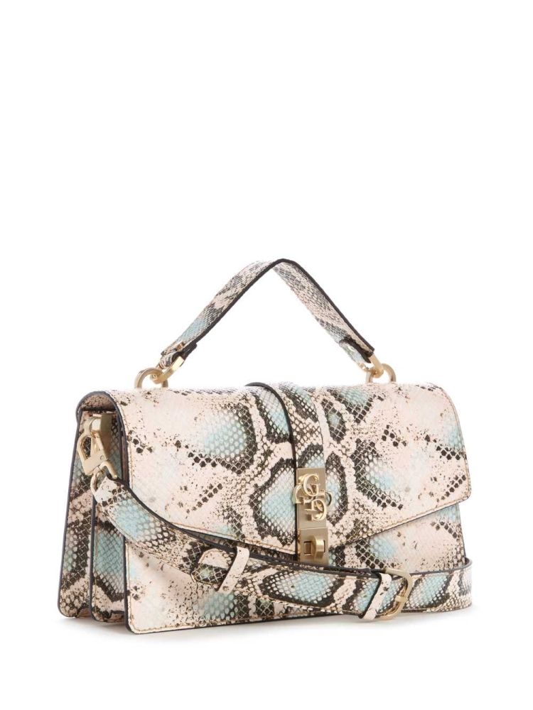 GUESS Albury Top-Handle Flap Women's Crossbodies Snake | UK3547AZV