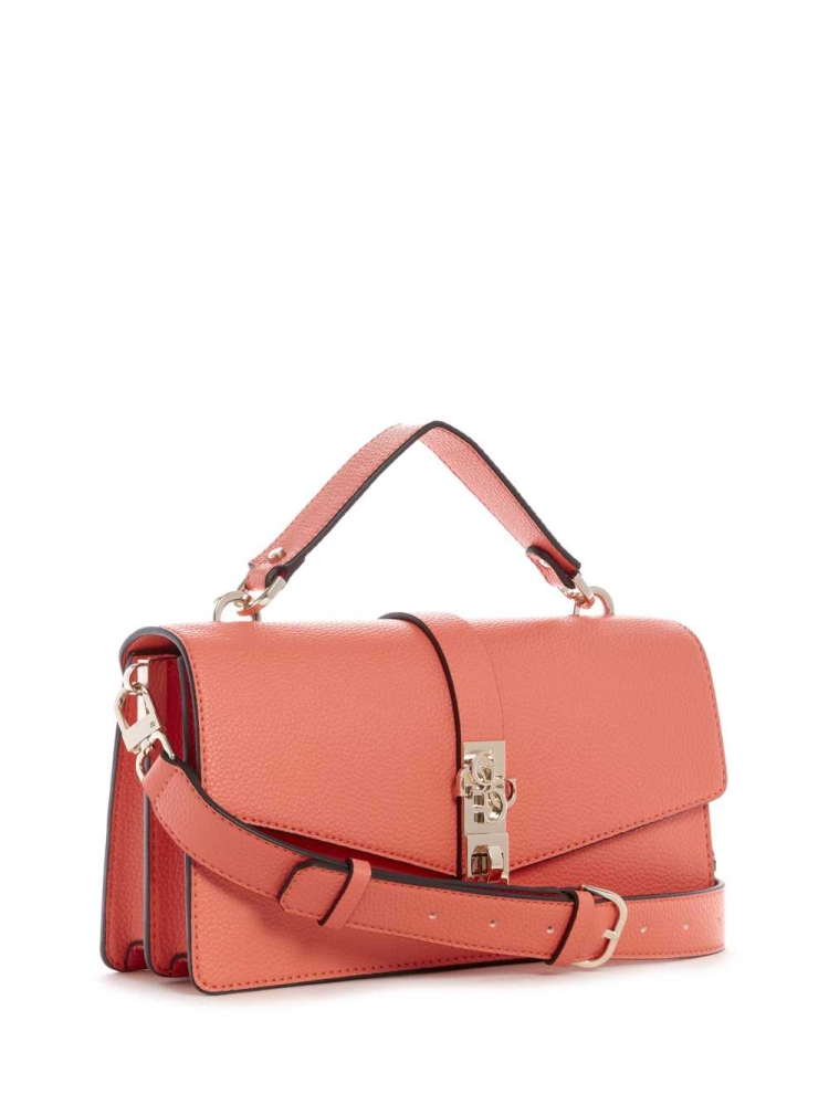 GUESS Albury Top-Handle Flap Women's Crossbodies Coral | UK8619TVQ