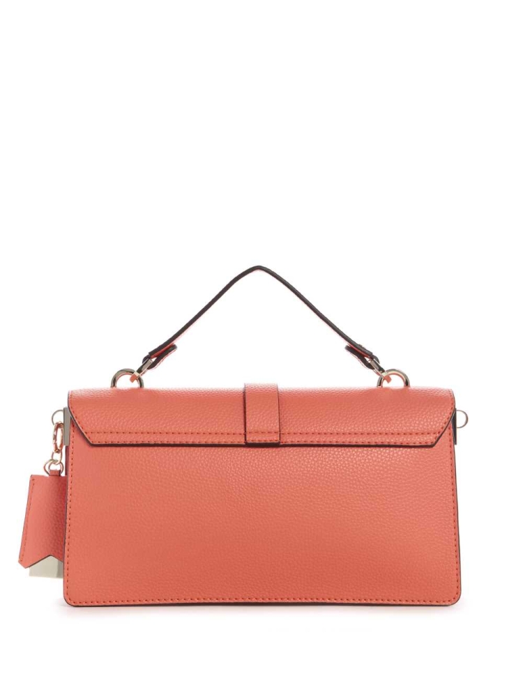 GUESS Albury Top-Handle Flap Women's Crossbodies Coral | UK8619TVQ