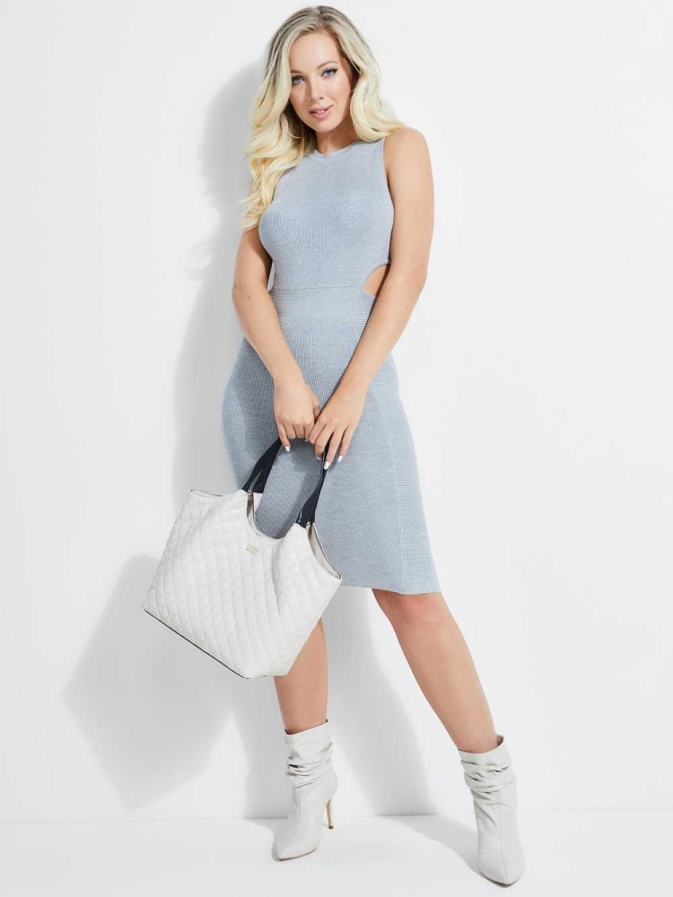 GUESS Allison Cutout Rib-Knit Women's Dresses Light Grey | UK9148LFY