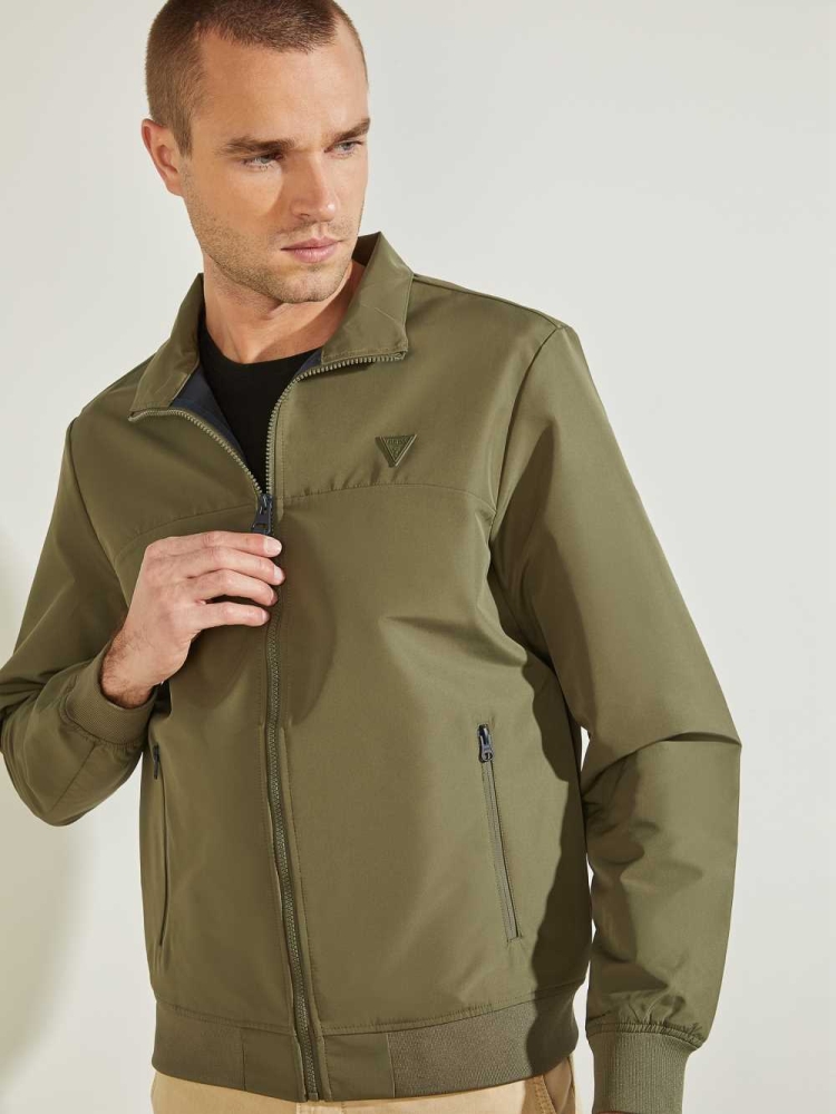 GUESS Amos Bomber Men's Jackets Olive Blue | UK7493ZKG