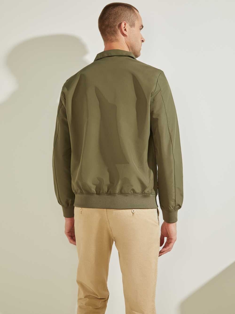 GUESS Amos Bomber Men's Jackets Olive Blue | UK7493ZKG