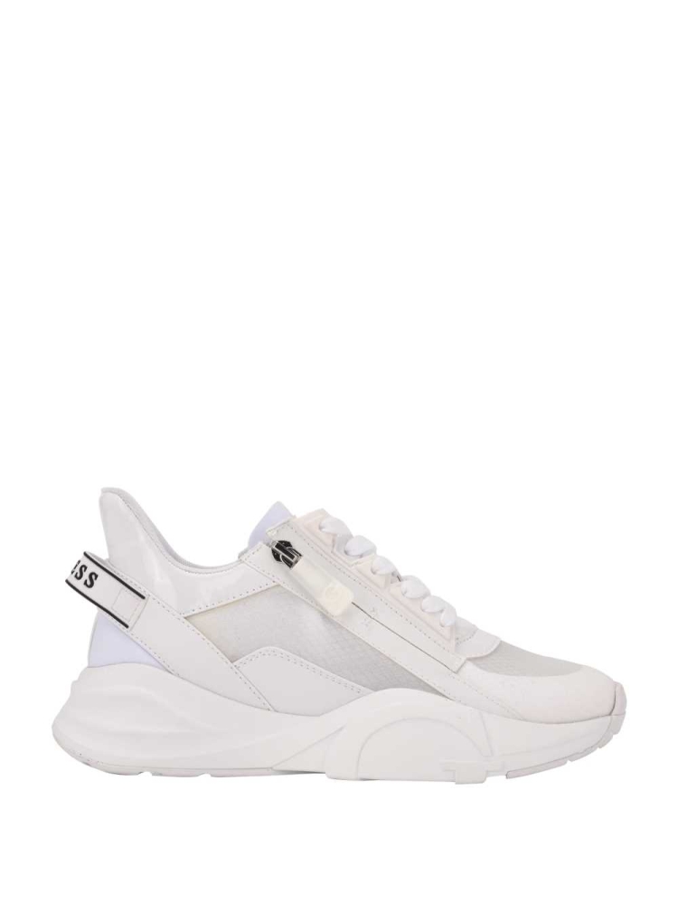 GUESS Bailian Side-Zip Women's Sneakers White | UK7120DGV